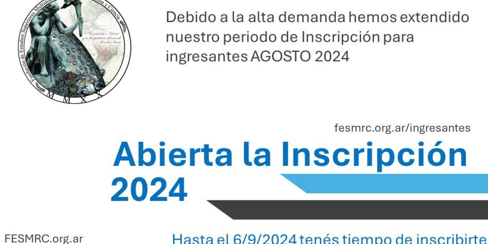 <b>Continúa abierta la Inscripción Agosto 2024 (06/09/2024 Fecha Límite) y Marzo 2025</b>